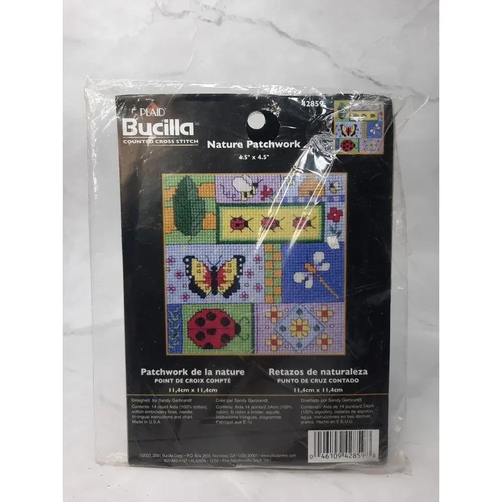 Bucilla Counted Cross Stitch Kit Nature Patchwork 42859 4.5x4.5 Insects
